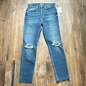 Re/Done 90’s High Rise Raw Hem Ankle Crop Skinny Jeans